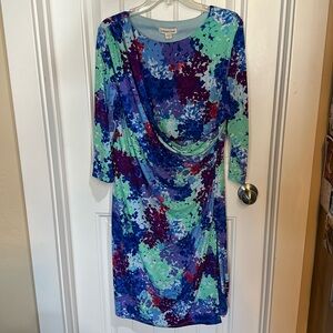 Coldwater Creek size 16 floral dress super pretty and classy with cute neckline